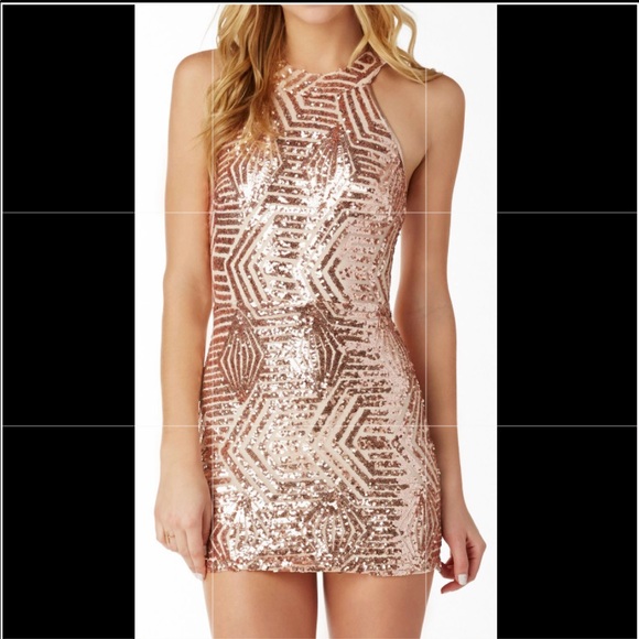 Sparkly Rose Gold Strappy Dress - Picture 2 of 6